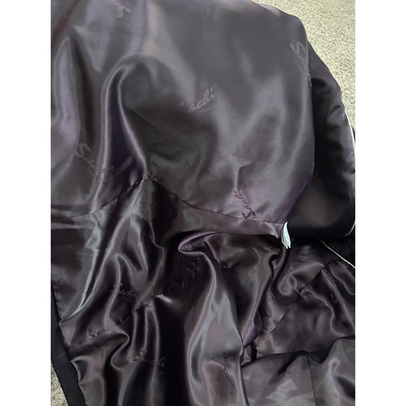 Sachi Collection XL Purple Lambswool Blend Hooded Coat Faux Fur Trim - Picture 6 of 8